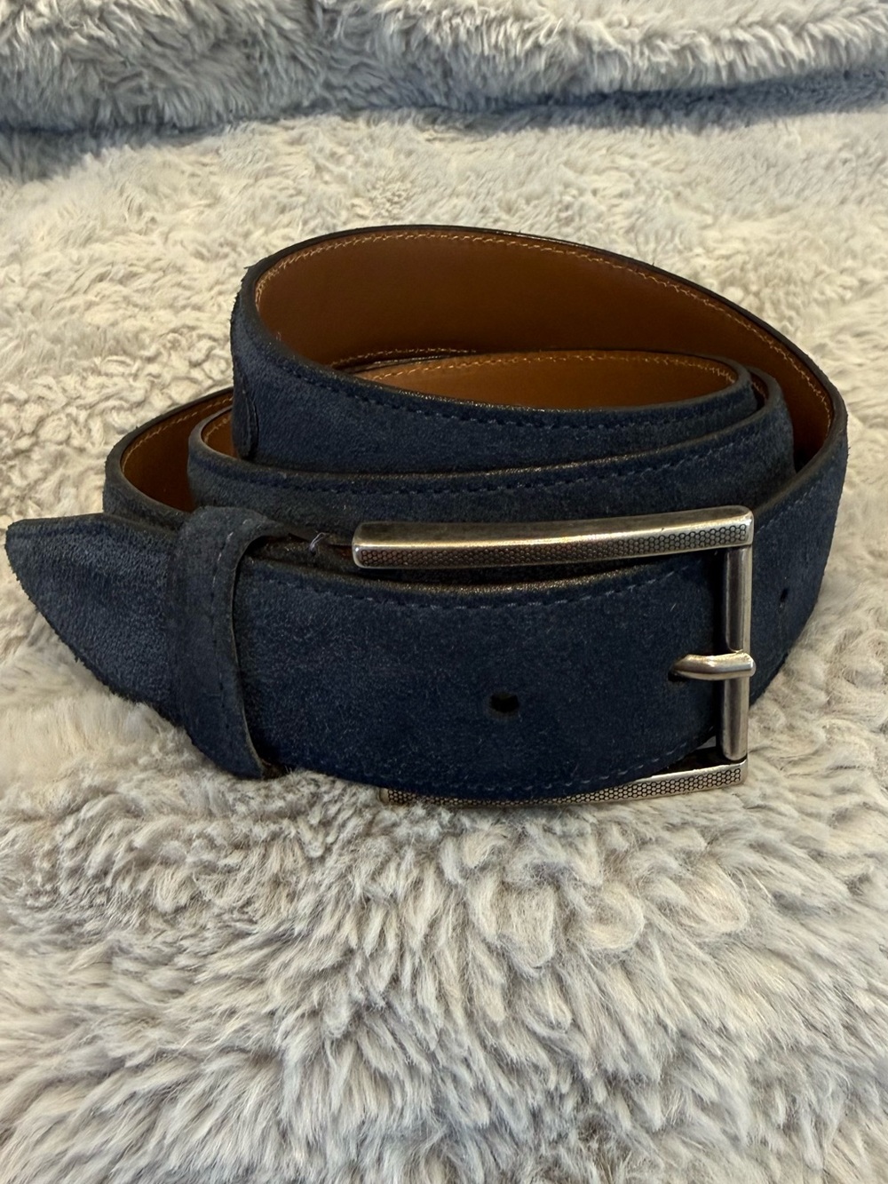 Allen Edmonds Men's Navy Suede Belt - Classic Casual Style